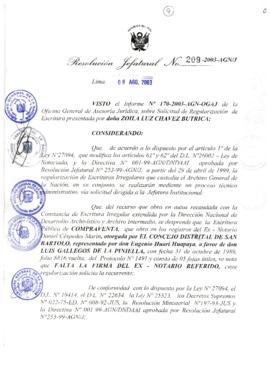 Resolución Jefatural N° 209-2003-AGN/J