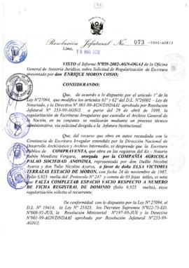 Resolución Jefatural N° 073-2002/AGN/J