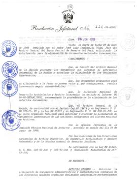 Resolución Jefatural N° 112-1998/AGN/J