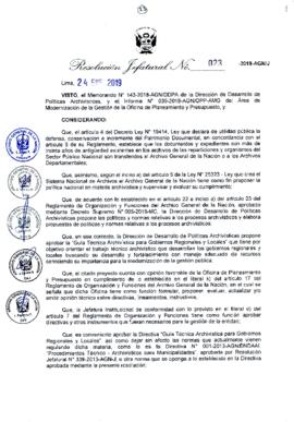 Resolución Jefatural N° 023-2019-AGN/J