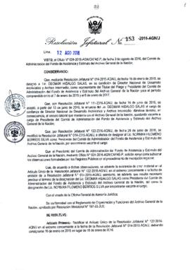 Resolución Jefatural N° 153-2016-AGN/J