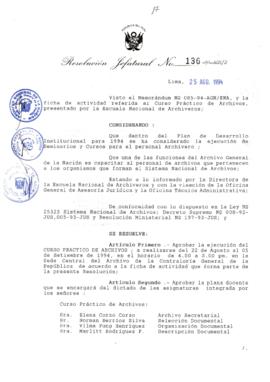 Resolución Jefatural N° 136-1994/AGN/J