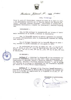 Resolución Jefatural N° 063-1987/AGN/J
