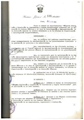 Resolución Jefatural N° 105-1986/AGN/J