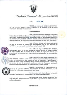 Resolución Directoral N° 032-2014-AGN/OTA