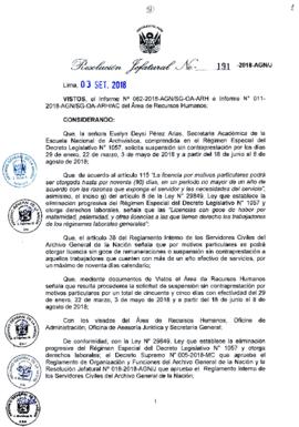 Resolución Jefatural N° 191-2018-AGN/J