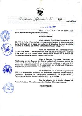 Resolución Jefatural N° 001-2007-AGN/J