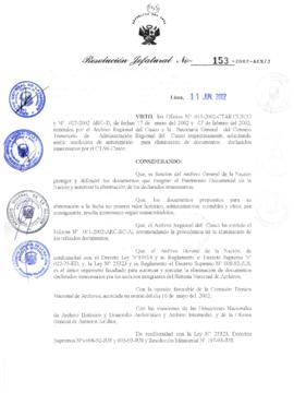 Resolución Jefatural N° 153-2002/AGN/J