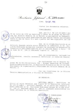 Resolución Jefatural N° 166-1995/AGN/J
