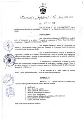Resolución Jefatural N° 457-2000/AGN/J