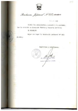 Resolución Jefatural N° 087-1985/AGN/J