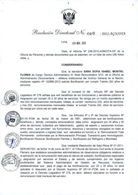 Resolución Directoral N° 069-2012-AGN/OTA