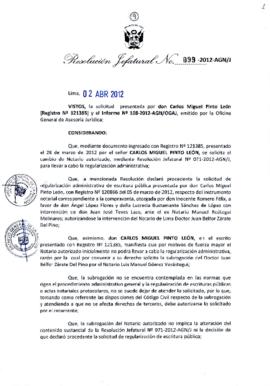 Resolución Jefatural N° 099-2012-AGN/J