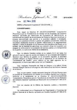 Resolución Jefatural N° 083-2019-AGN/J