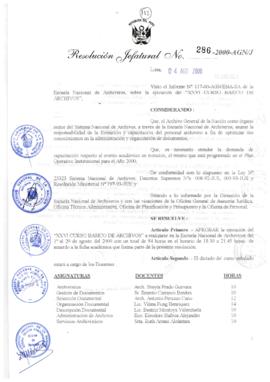 Resolución Jefatural N° 286-2000/AGN/J