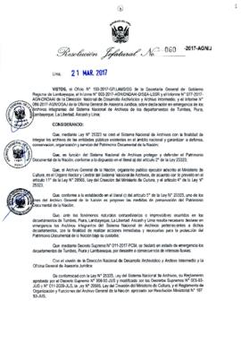 Resolución Jefatural N° 060-2017-AGN/J