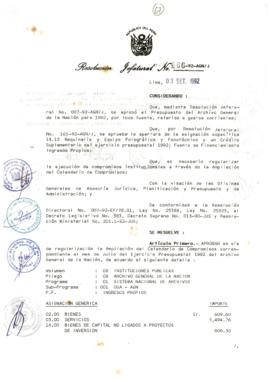 Resolución Jefatural N° 166-1992/AGN/J