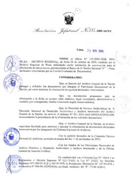 Resolución Jefatural N° 392-2005-AGN/J