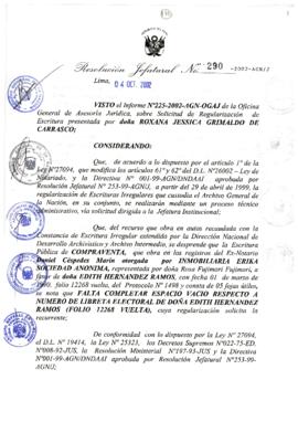 Resolución Jefatural N° 290-2002/AGN/J