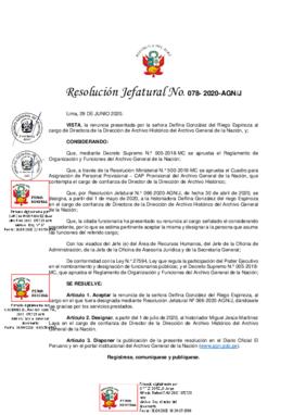Resolución Jefatural N° 078-2020-AGN/J