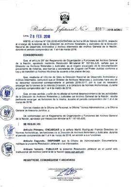 Resolución Jefatural N° 031-2018-AGN/J