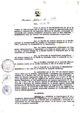 Resolución Jefatural N° 004-1991/AGN/J