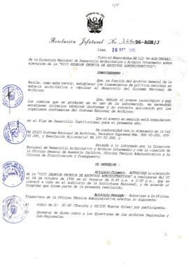 Resolución Jefatural N° 144-1996/AGN/J