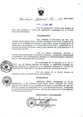 Resolución Jefatural N° 435-2007-AGN/J