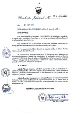 Resolución Jefatural N° 295-2014-AGN/J