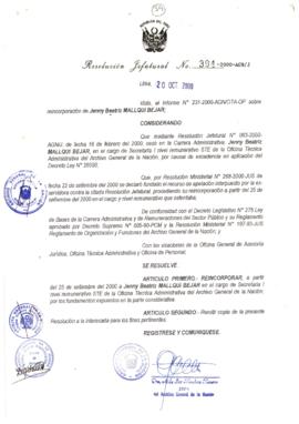 Resolución Jefatural N° 394-2000/AGN/J