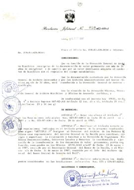 Resolución Jefatural N° 089-1987/AGN/J