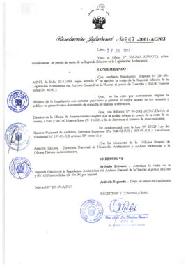 Resolución Jefatural N° 247-2001/AGN/J