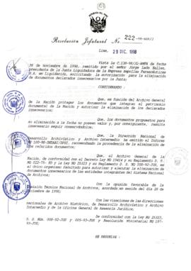 Resolución Jefatural N° 222-1998/AGN/J