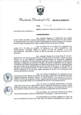 Resolución Directoral N° 066-2013-AGN/OTA