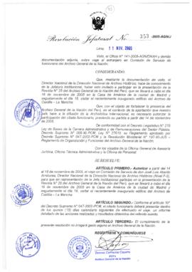 Resolución Jefatural N° 353-2005-AGN/J