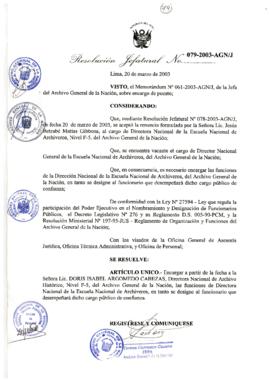 Resolución Jefatural N° 079-2003-AGN/J