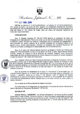 Resolución Jefatural N° 037-2018-AGN/J
