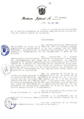 Resolución Jefatural N° 096-1994/AGN/J