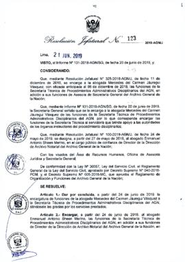 Resolución Jefatural N° 123-2019-AGN/J
