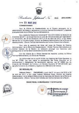 Resolución Jefatural N° 066-2012-AGN/J