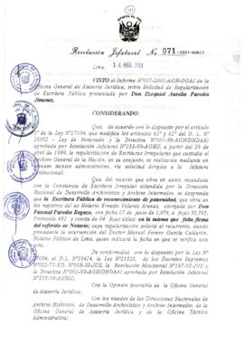 Resolución Jefatural N°071-2001/AGN/J