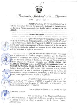 Resolución Jefatural N° 249-1999/AGN/J