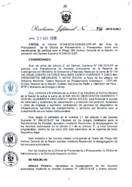 Resolución Jefatural N° 256-2018-AGN/J