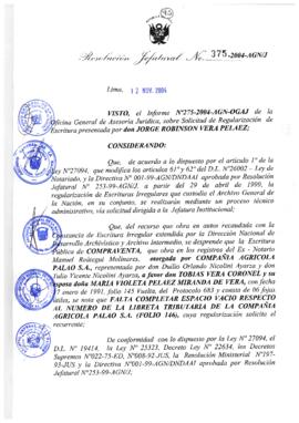 Resolución Jefatural N° 375-2004-AGN/J
