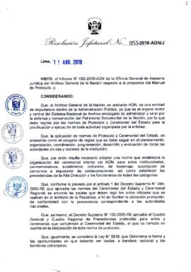 Resolución Jefatural N° 055-2018-AGN/J
