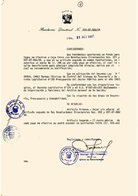 Resolución Directoral N° 38-87-AGN-OA