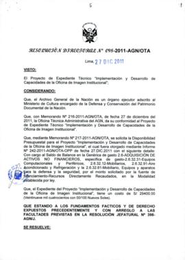 Resolución Directoral N° 098-2011-AGN/OTA