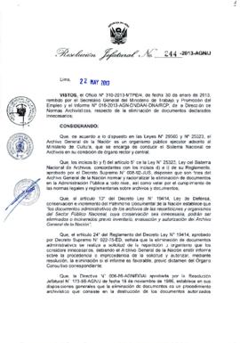 Resolución Jefatural N° 244-2013-AGN/J