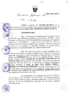 Resolución Jefatural N° 250-2003-AGN/J
