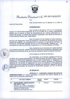 Resolución Directoral N° 050-2013-AGN/OTA